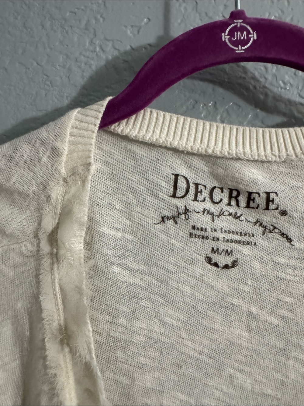 Decree Cream Open-Front Ruffle-Trim Cardigan - Picture 3 of 5